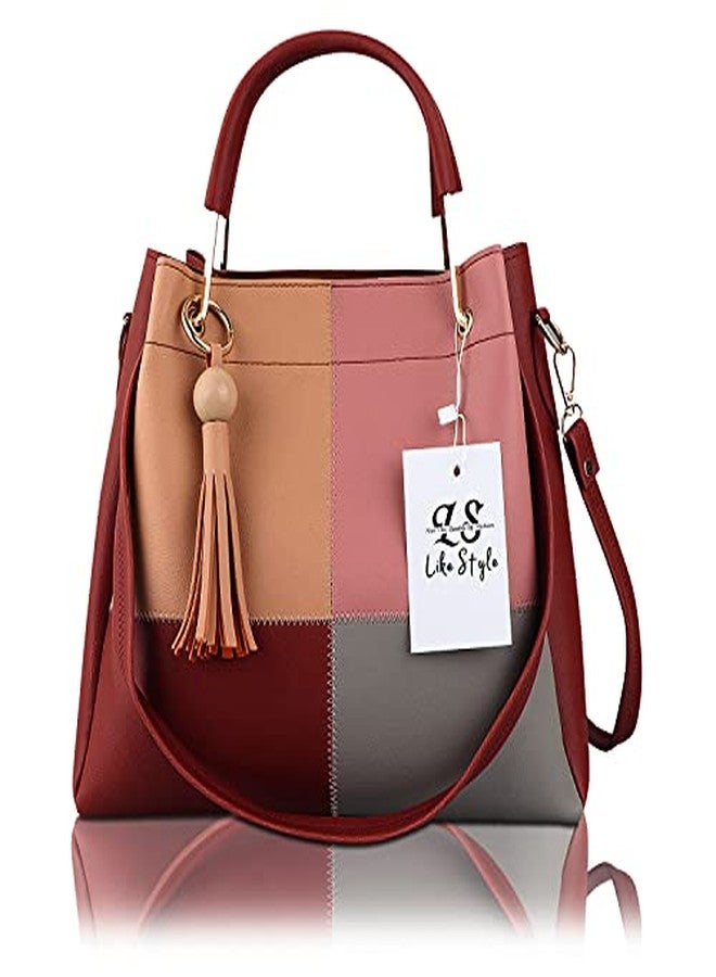 LIKE STYLE handbag latest women handbag PC-2 (Maroon) - Image 3